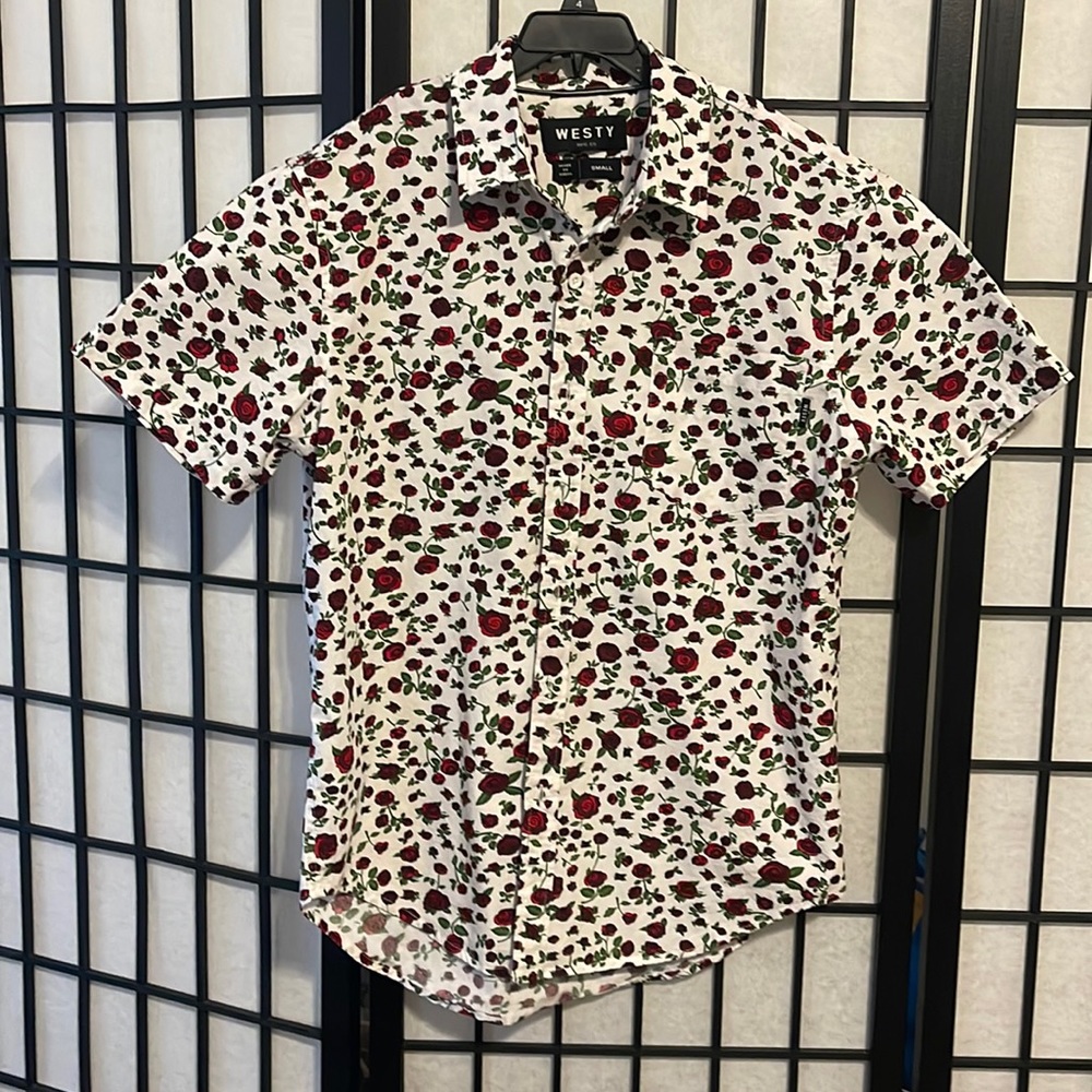 West | Men’s Rose Button Down - Picture 1 of 4